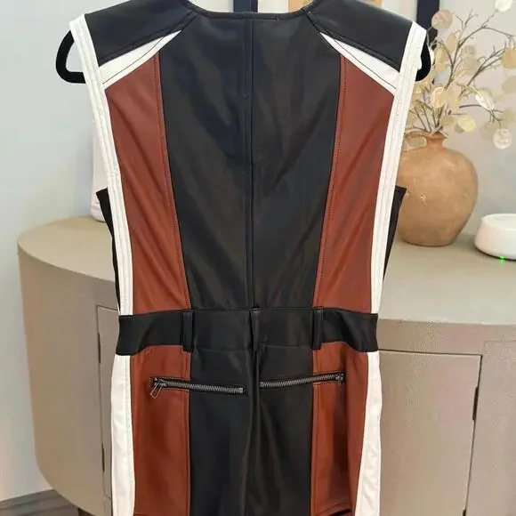 NWT Anthropologie Sleeveless Faux Leather Belted Micro Romper Size XS - Picture 4 of 8